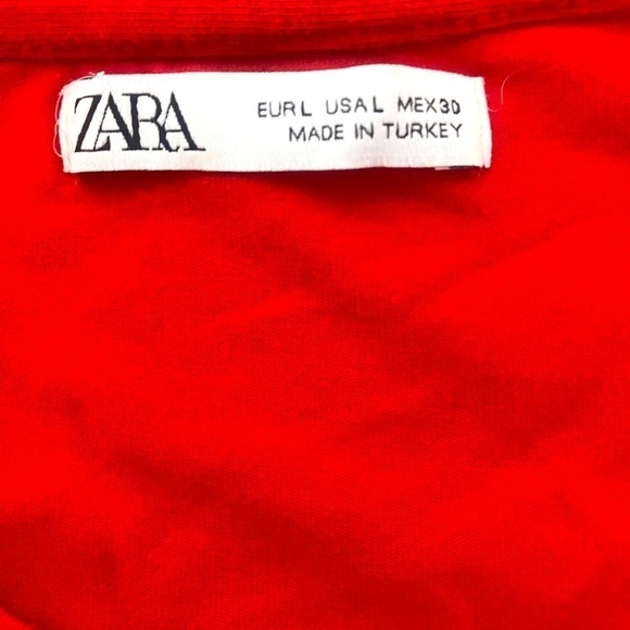 Zara Red Blouse with Paisley Print Sleeves Large - Picture 5 of 5